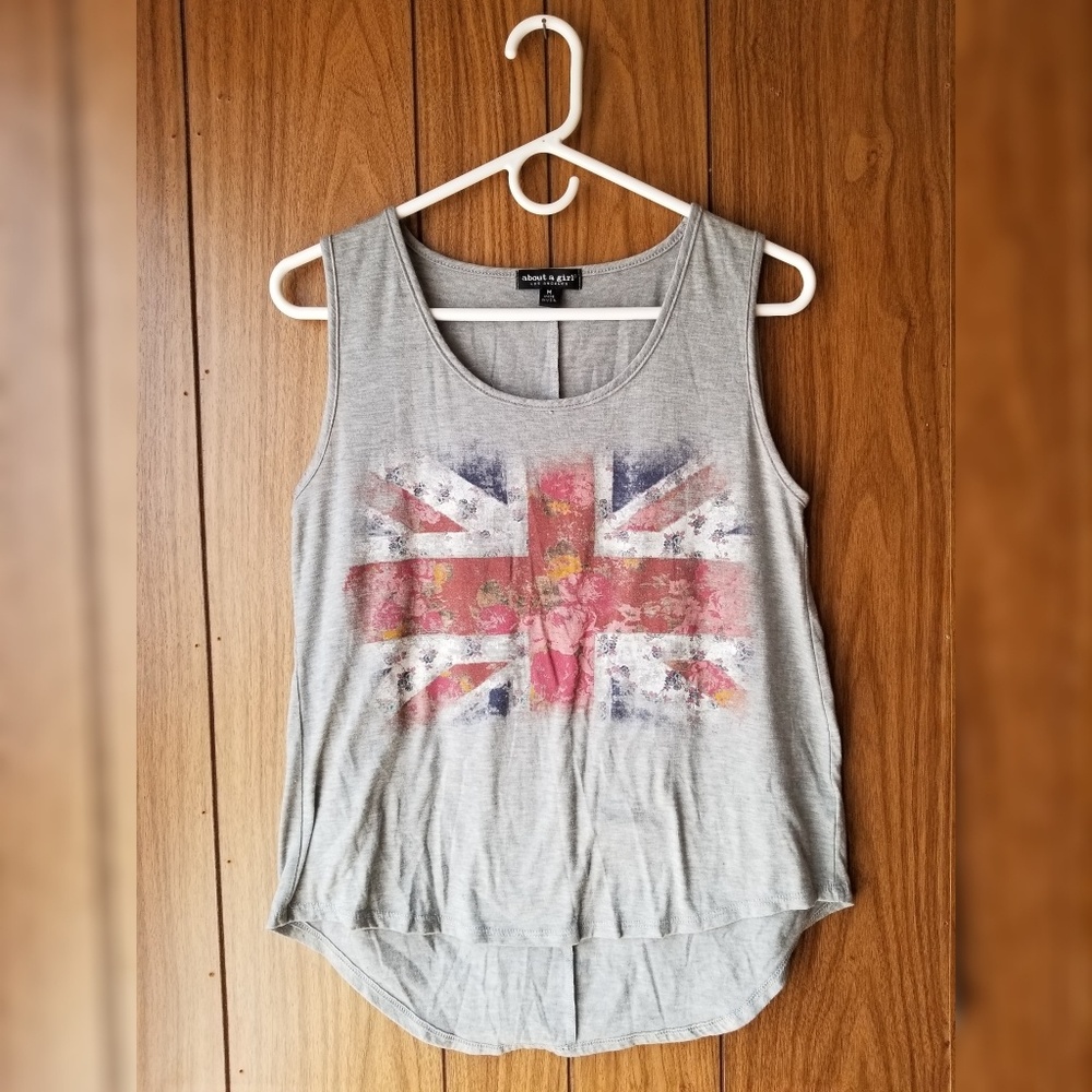 Women's Gray Flag Print Tank Top